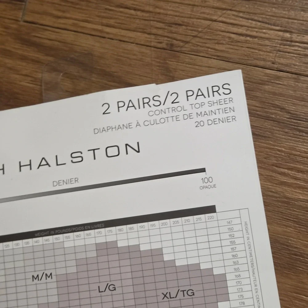 H Halston Control Top Sheer Tights XL 2 Pairs Black 20 Denier HHTIL0007 Open Box
